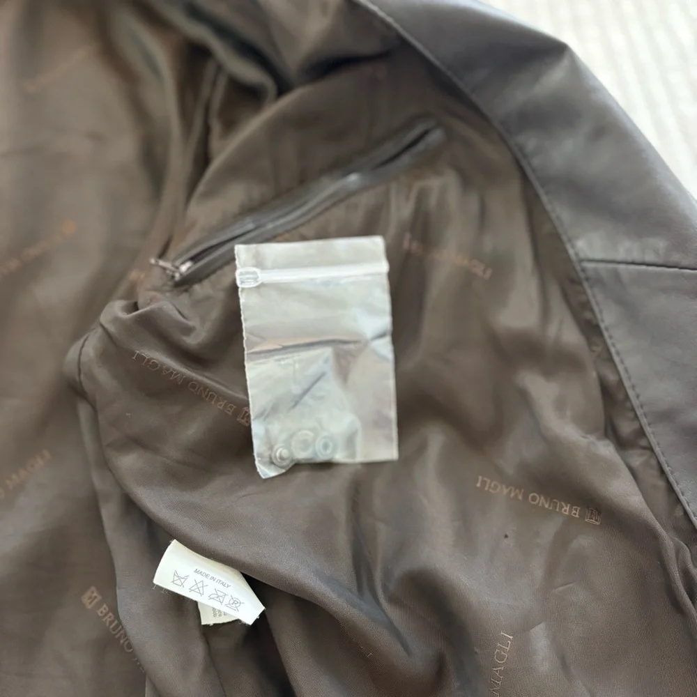 Bruno Magli Italian Brown Soft 100% Leather Made in Italy Jacket Size 42 Lined
